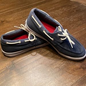 Men’s Hilfiger, blue boat shoes